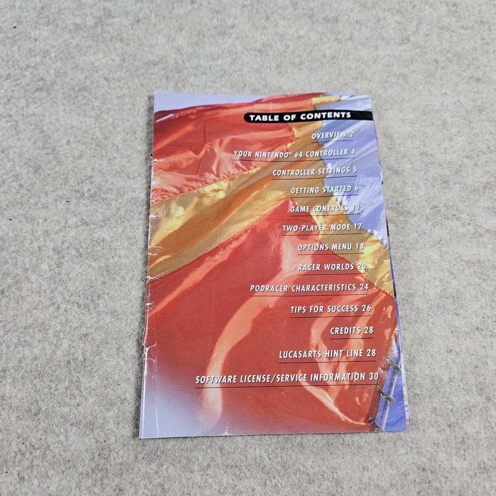 Star Wars Episode I Racer Nintendo 64 N64 Manual Booklet Missing Front Cover